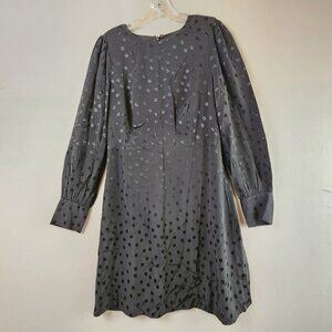 J Crew Shift Dress Jacquard Floral Dot Black Size 6 AR644 Viscose New